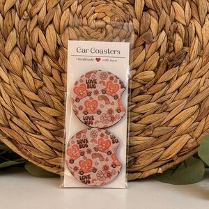 🆕 Valentines Pink Car Coasters